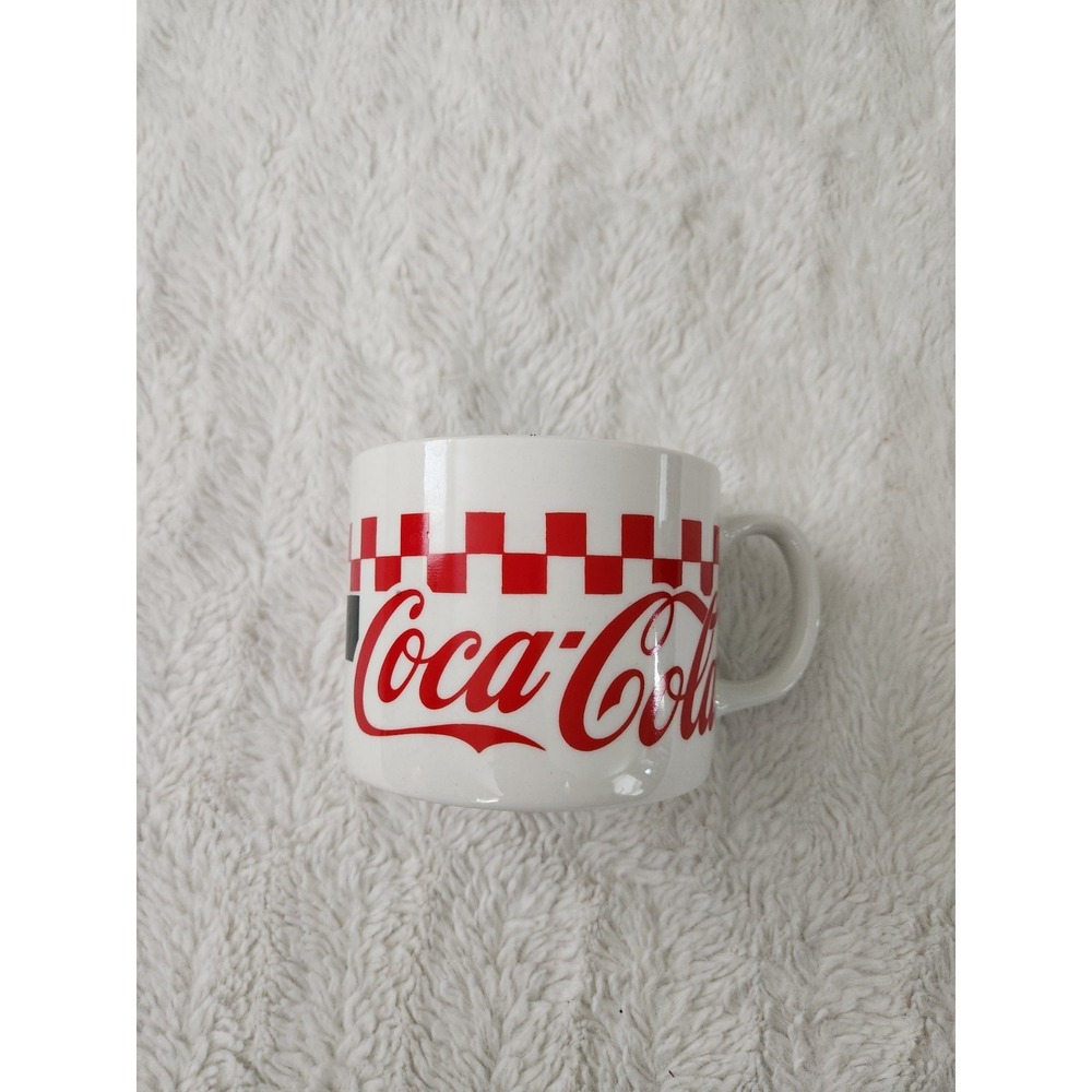 Gibson Dinnerware Coca Cola Checkerboard Soup Mug Cup Vintage 1996